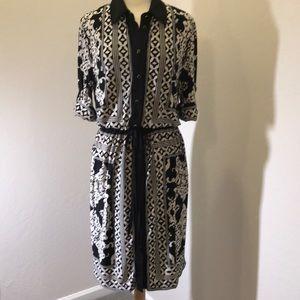 Leslie Fay Short Sleeve Knit Button Front Dress